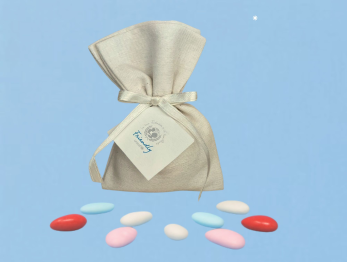 Sacchettino porta confetti panna con nastrino panna