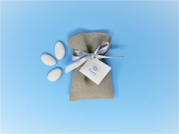 Sacchettino porta confetti corda con nastrino grigio